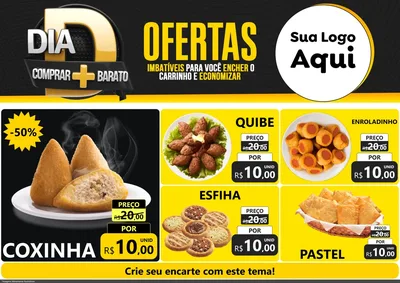 Modelo de Encarte para Encarte A4 Horizontal com o tema Dia D Mais Economia para Salgadaria