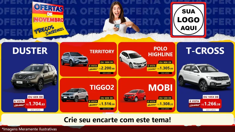 Modelo de TV para TV Horizontal com o tema Ofertas de Novembro - Preços Incríveis para Concessionaria de Carros