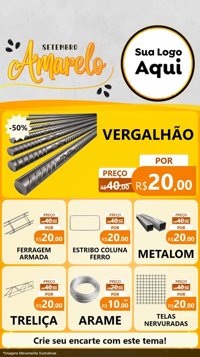 Modelo de Rede Social para Stories com o tema Setembro Amarelo para Ferragens