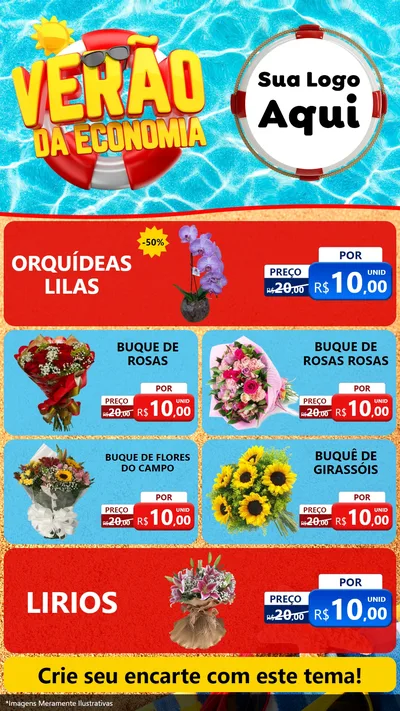 Modelo de TV para TV Vertical com o tema Verão da Economia para Floricultura e jardim