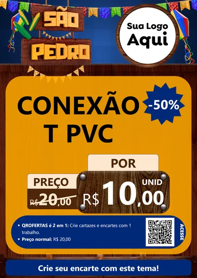 Modelo de Cartaz para Cartaz A4 Vertical com o tema São Pedro para Tubos e conexões