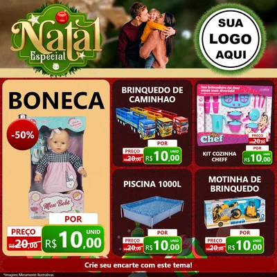 Modelo de Rede Social para Feed Facebook com o tema Natal Especial para Brinquedos