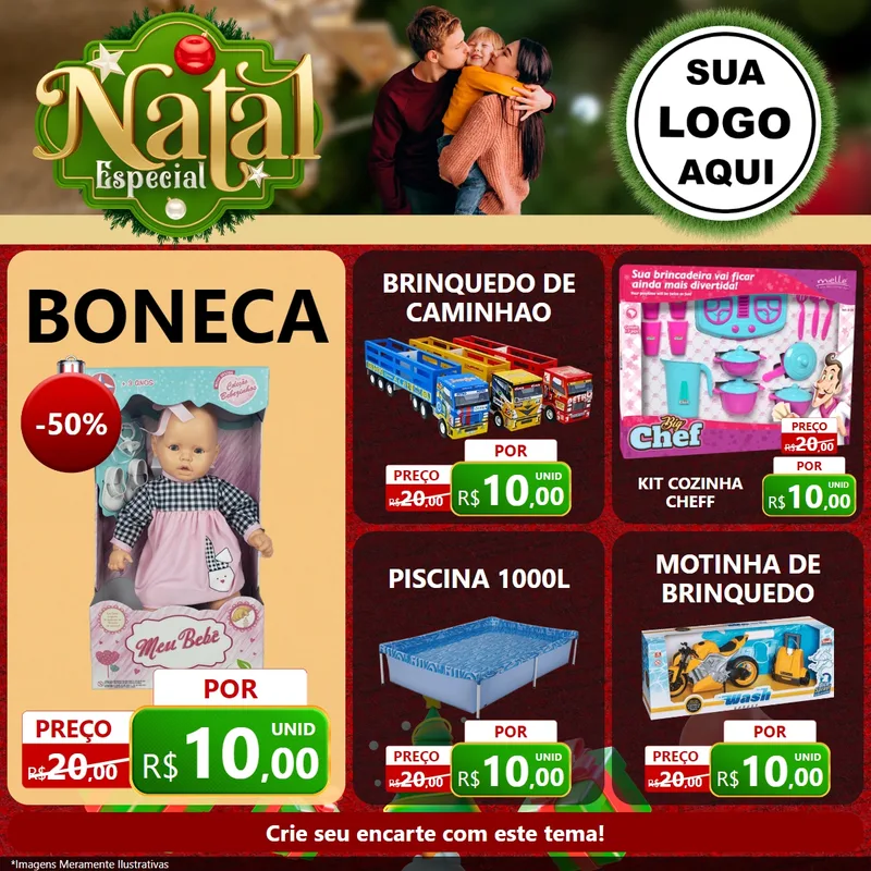 Modelo de Rede Social para Feed Facebook com o tema Natal Especial para Brinquedos