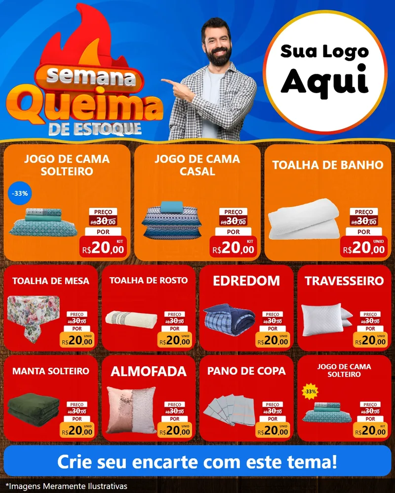 Modelo de Rede Social para Feed Instagram com o tema Semana Queima de Estoque para Cama, Mesa e Banho
