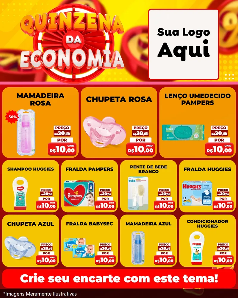 Modelo de Rede Social para Feed Instagram com o tema Quinzena Da Economia para Bebês