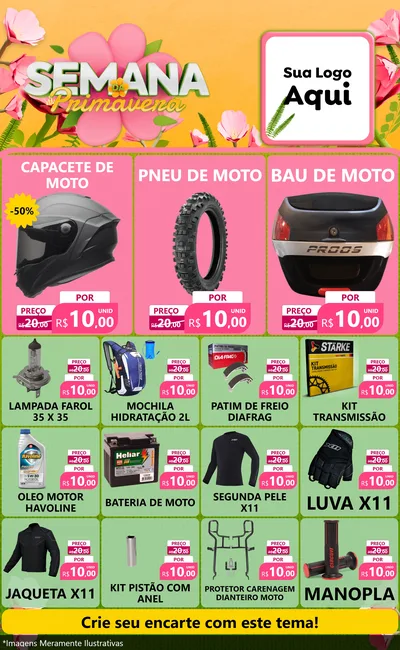 Modelo de Encarte para Encarte Grande com o tema Semana da Primavera para Moto peças