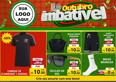 Modelo de Encarte para Encarte A4 Horizontal com o tema Outubro Imbatível para Roupas e acessórios