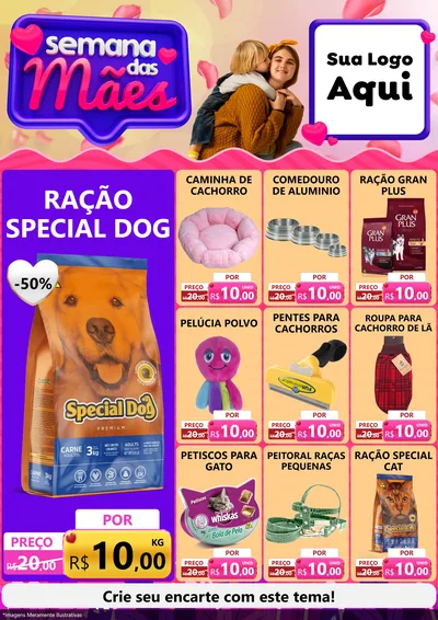 Modelo de Encarte para Encarte A4 Vertical com o tema Semana das Mães para Pet Shop