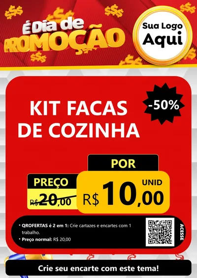 Modelo de Cartaz para Cartaz A4 Vertical com o tema É Dia De Promoção para Utilidades Domésticas