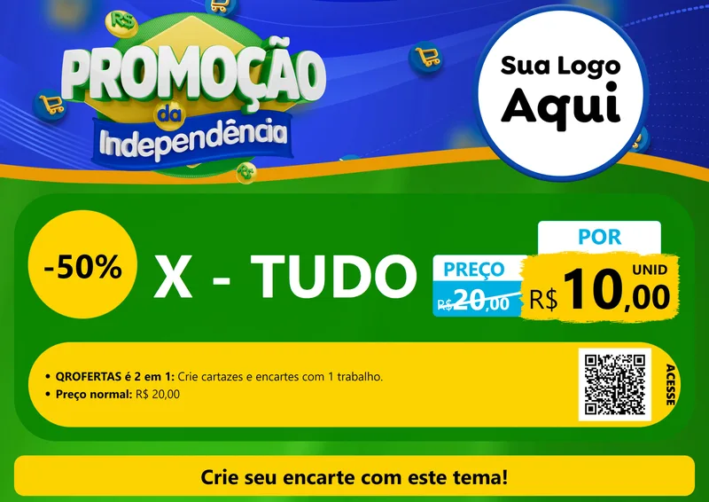 Modelo de Cartaz para Cartaz A4 Horizontal com o tema Promoção da Independência para Hamburgueria
