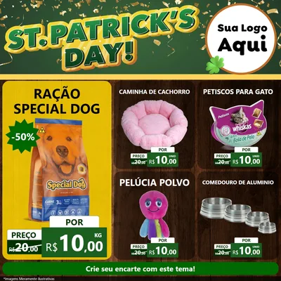Modelo de Rede Social para Feed Facebook com o tema St Patriks Day para Pet Shop