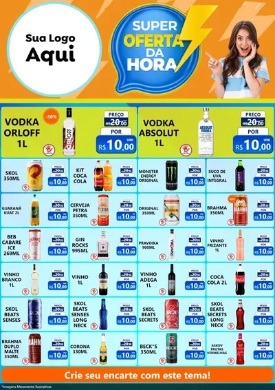 Modelo de Encarte para Encarte A4 Vertical com o tema Super Oferta da Hora para Distribuidora de bebidas