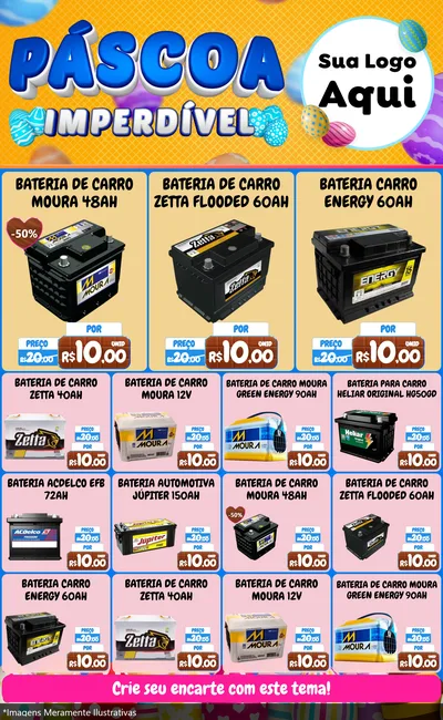 Modelo de Encarte para Encarte Grande com o tema Páscoa Imperdível para Baterias Elétricas