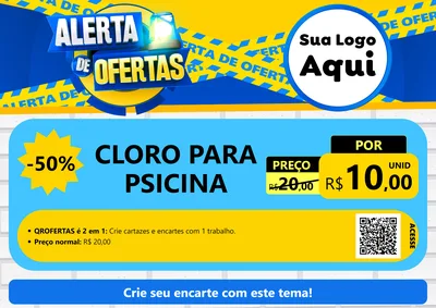 Modelo de Cartaz para Cartaz A4 Horizontal com o tema Alerta de Ofertas para Produtos para Piscina