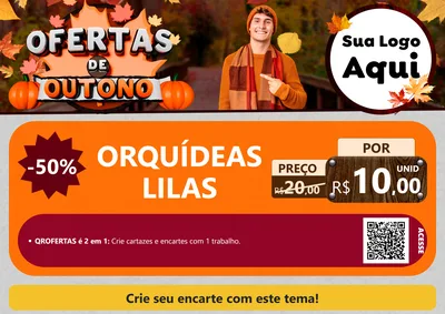 Modelo de Cartaz para Cartaz A4 Horizontal com o tema Ofertas de Outono para Floricultura e jardim