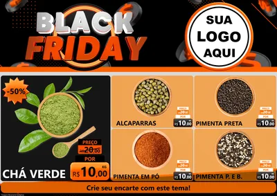 Modelo de Encarte para Encarte A4 Horizontal com o tema Black Friday para Produtos Naturais