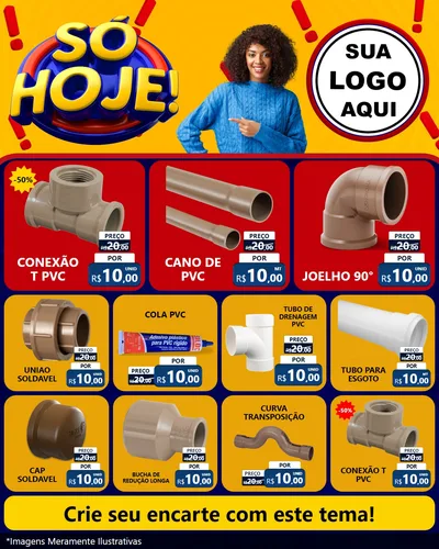 Modelo de Rede Social para Feed Instagram com o tema Só Hoje! para Tubos e conexões