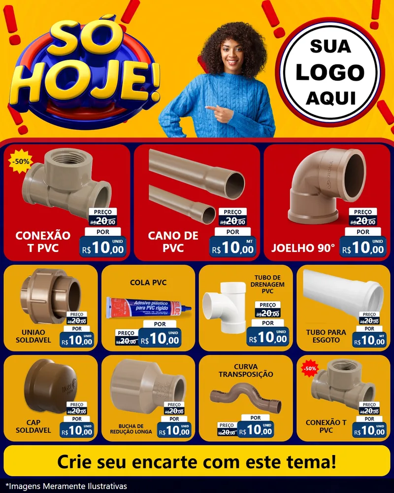 Modelo de Rede Social para Feed Instagram com o tema Só Hoje! para Tubos e conexões