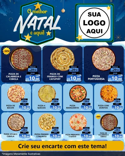 Modelo de Rede Social para Feed Instagram com o tema O Melhor Natal É Aqui! para Pizzaria