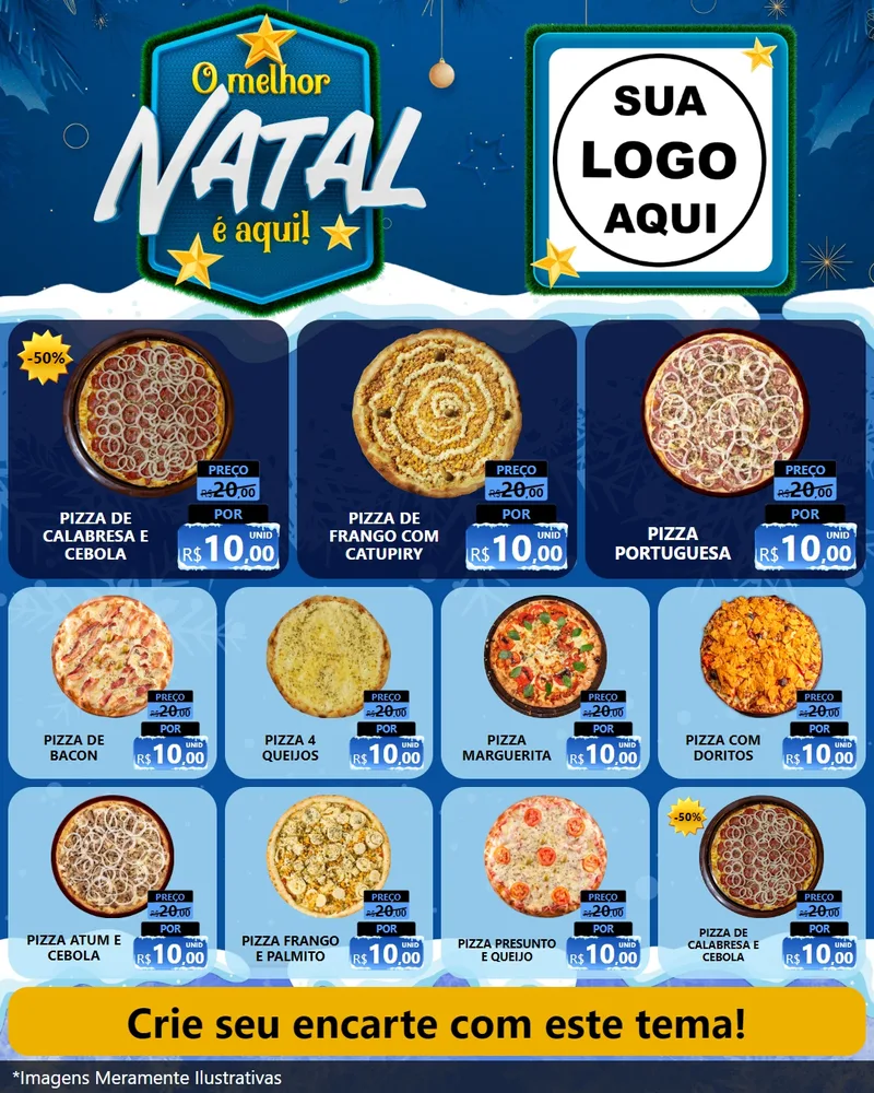 Modelo de Rede Social para Feed Instagram com o tema O Melhor Natal É Aqui! para Pizzaria