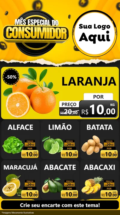 Modelo de Rede Social para Stories com o tema Mês Especial do Consumidor para Hortifrúti