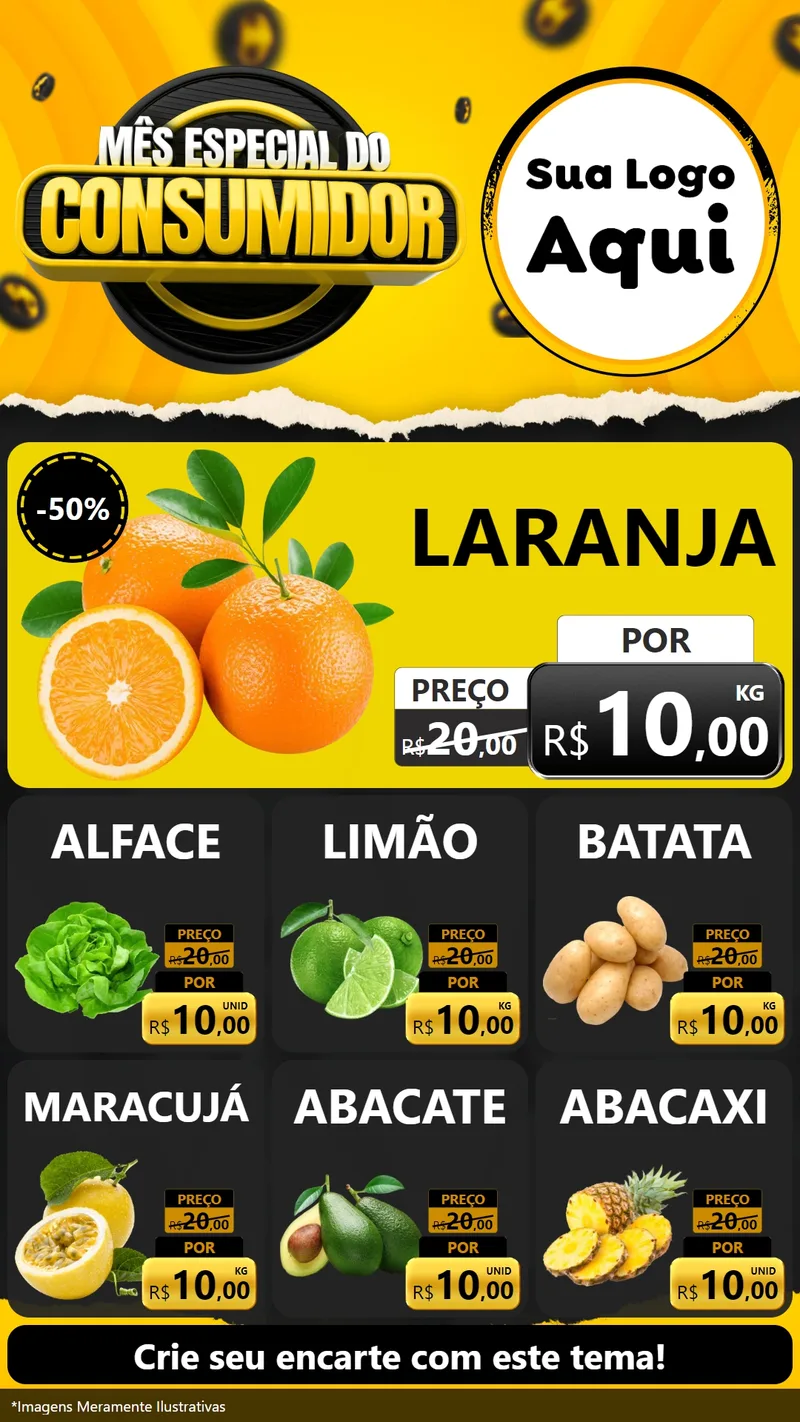 Modelo de Rede Social para Stories com o tema Mês Especial do Consumidor para Hortifrúti
