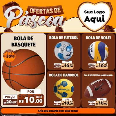 Modelo de Rede Social para Feed Facebook com o tema Ofertas de Páscoa para Artigos Esportivos
