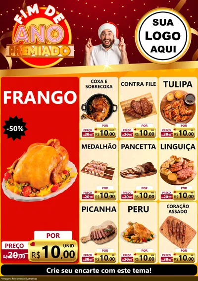 Modelo de Encarte para Encarte A4 Vertical com o tema Fim de Ano Premiado para Assados