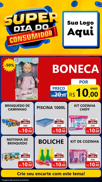 Modelo de Rede Social para Stories com o tema Super Dia do Consumidor para Brinquedos