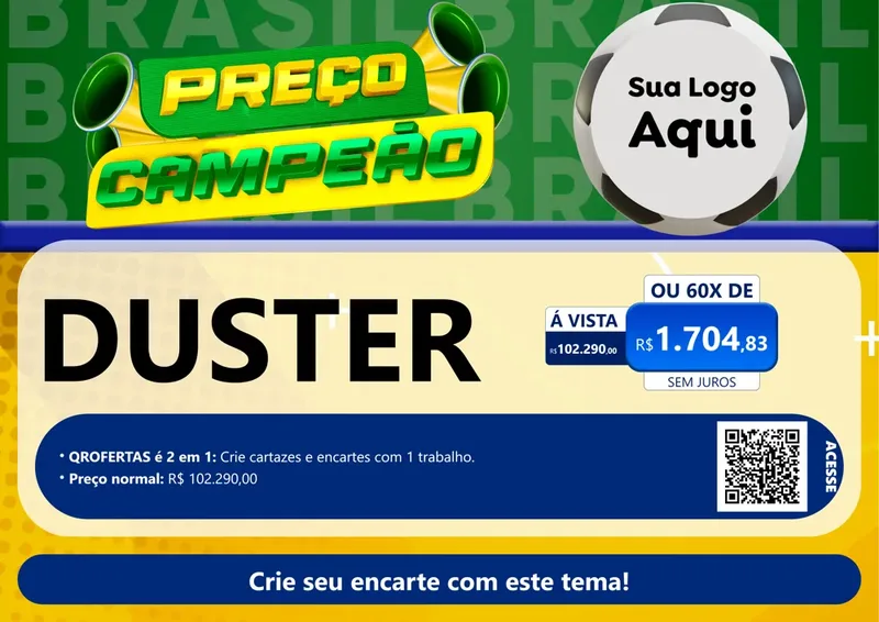Modelo de Cartaz para Cartaz A4 Horizontal com o tema Preço Campeão - Copa para Concessionaria de Carros