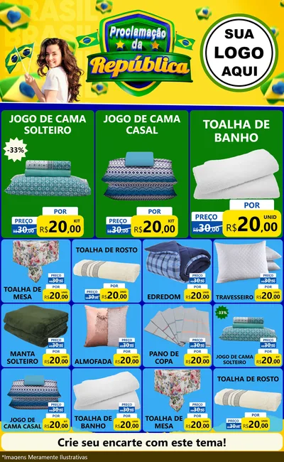 Modelo de Encarte para Encarte Grande com o tema Proclamação da República para Cama, Mesa e Banho