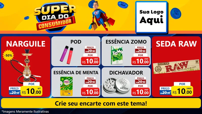 Modelo de TV para TV Horizontal com o tema Super Dia do Consumidor para Tabacaria