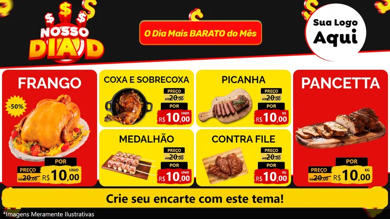 Modelo de TV para TV Horizontal com o tema Nosso Dia D para Assados
