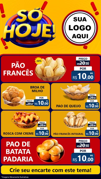 Modelo de TV para TV Vertical com o tema Só Hoje! para Padaria