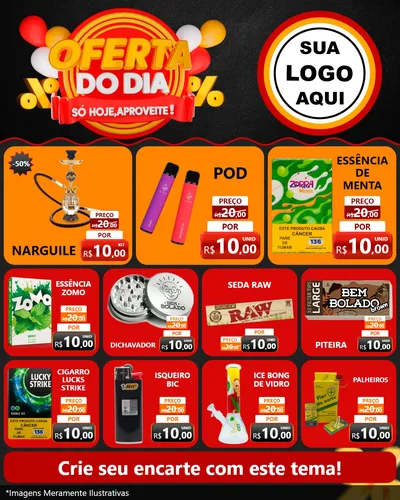 Modelo de Rede Social para Feed Instagram com o tema Oferta do Dia - Só hoje, Aproveite! para Tabacaria