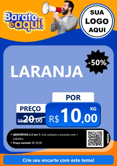 Modelo de Cartaz para Cartaz A4 Vertical com o tema Barato é aqui para Hortifrúti