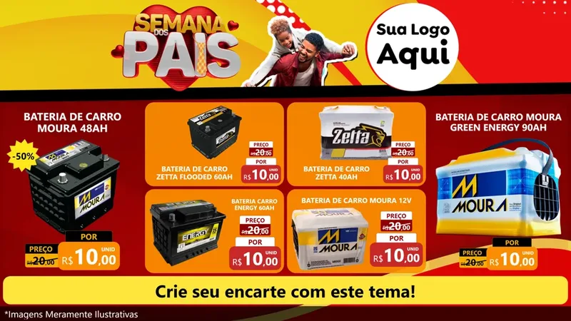 Modelo de TV para TV Horizontal com o tema Semana Dos Pais para Baterias Elétricas