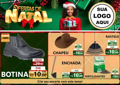 Modelo de Encarte para Encarte A4 Horizontal com o tema Ofertas de Natal para Agropecuária