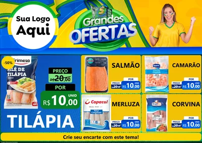Modelo de Encarte para Encarte A4 Horizontal com o tema Grandes Ofertas para Peixaria