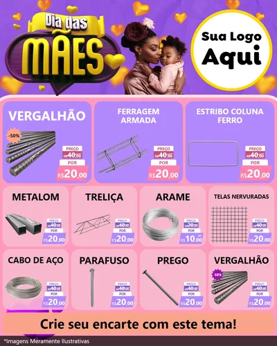 Modelo de Rede Social para Feed Instagram com o tema Dia das Mães para Ferragens