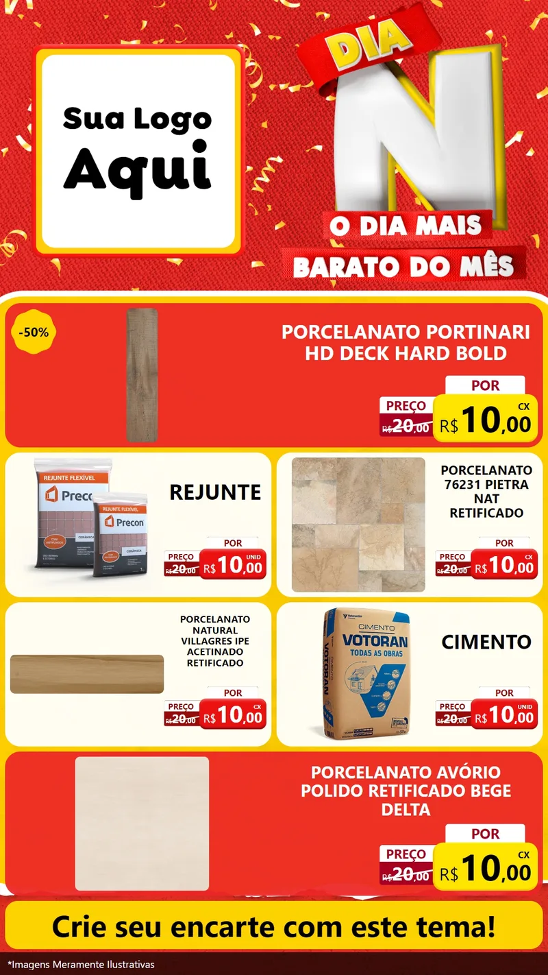 Modelo de TV para TV Vertical com o tema Dia N o Dia Mais Barato do Mês para Pisos e revestimentos