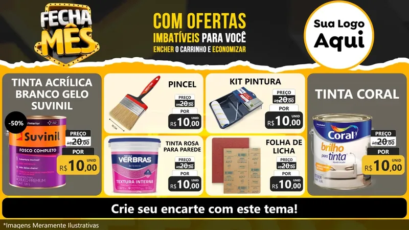 Modelo de TV para TV Horizontal com o tema Fecha Mês para Tintas e Ferramentas