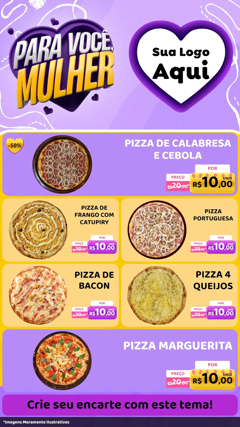 Modelo de TV para TV Vertical com o tema Para Você, Mulher para Pizzaria