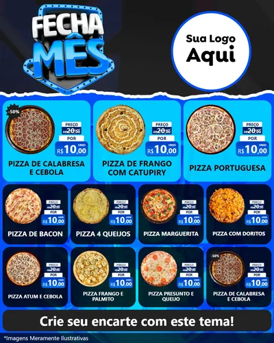 Modelo de Rede Social para Feed Instagram com o tema Fecha Mês para Pizzaria