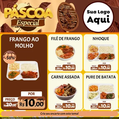 Modelo de Rede Social para Feed Facebook com o tema Páscoa Especial para Restaurante