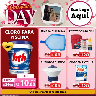 Modelo de Rede Social para Feed Facebook com o tema Valentine's Day para Produtos para Piscina