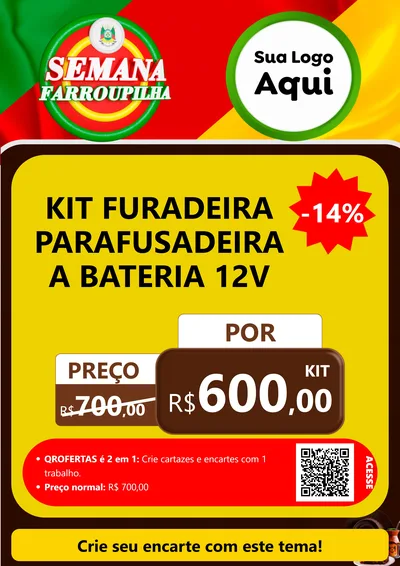 Modelo de Cartaz para Cartaz A4 Vertical com o tema Semana Farroupilha para Maquinas e Ferramentas