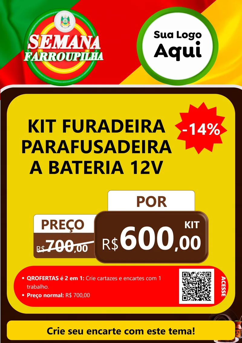 Modelo de Cartaz para Cartaz A4 Vertical com o tema Semana Farroupilha para Maquinas e Ferramentas