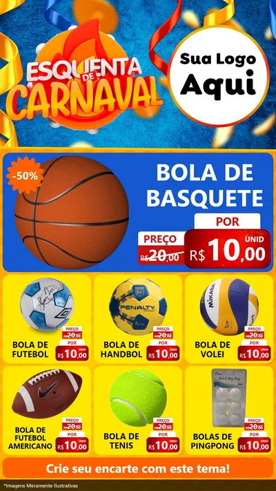 Modelo de Rede Social para Stories com o tema Esquenta de Carnaval para Artigos Esportivos