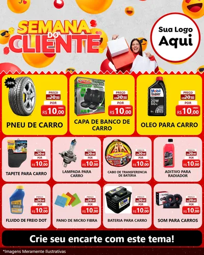 Modelo de Rede Social para Feed Instagram com o tema Semana do Cliente para Auto peças